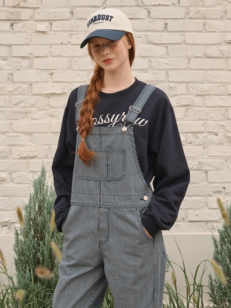 Stripe denim overalls Blue