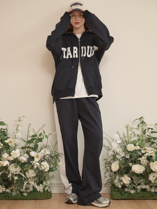 Wide-coloured track pants Navy