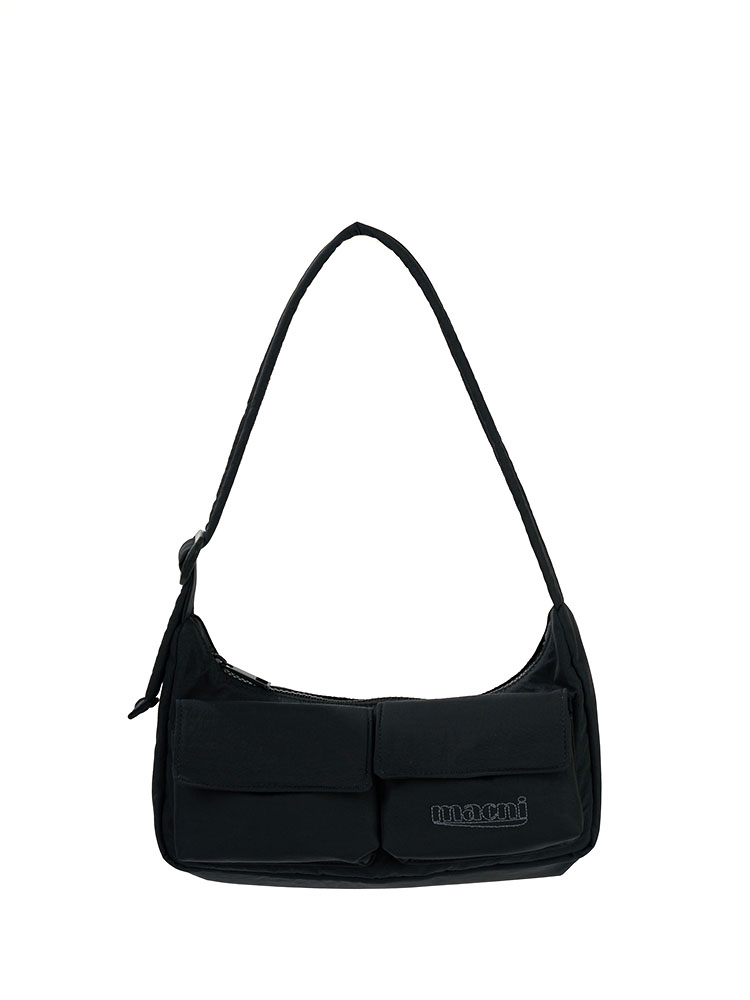 TWO POCKET MINI HOBO BAG_BLACK