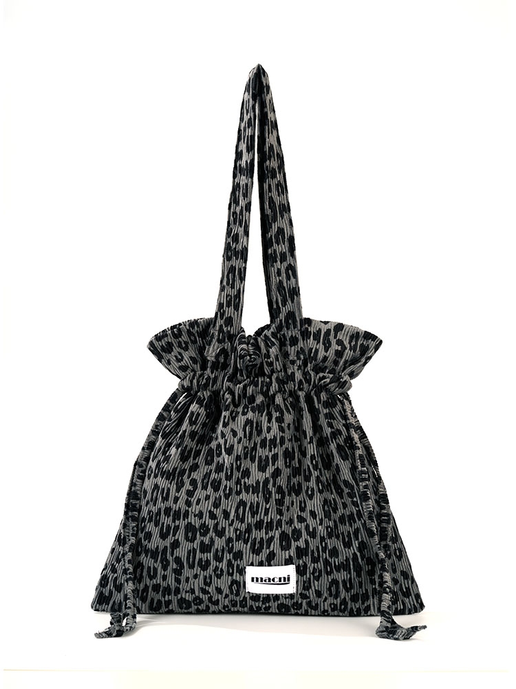 LEOPARD STRING SHOULDER BAG_CHARCOAL