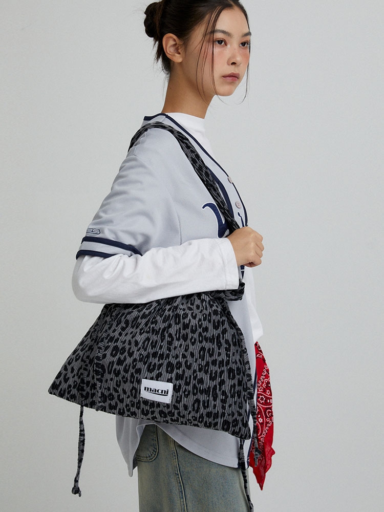 LEOPARD STRING SHOULDER BAG_CHARCOAL