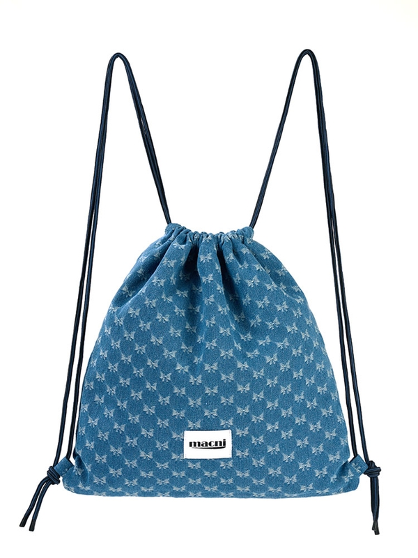 DRAWSTRING DENIM BACKPACK