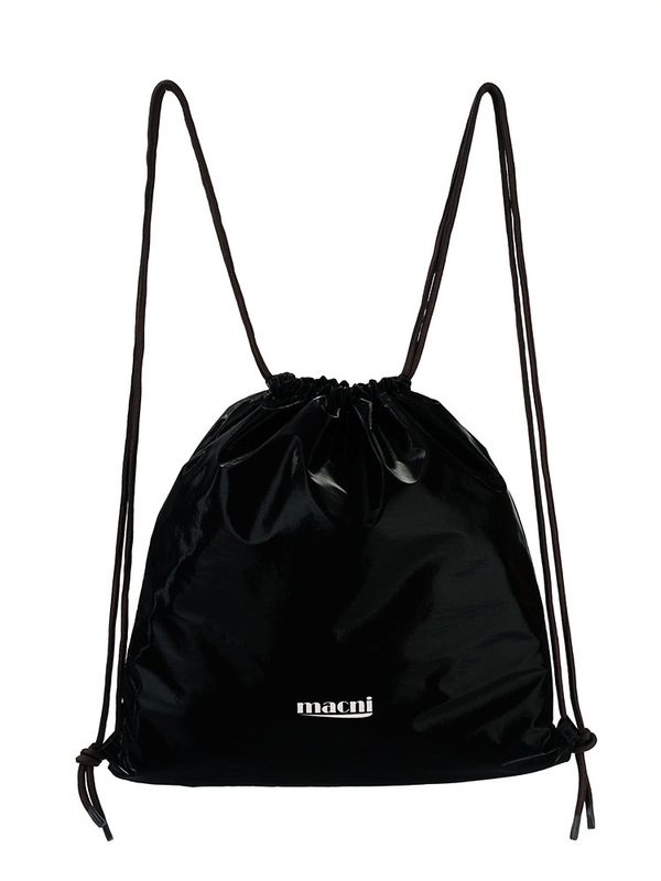 DRAWSTRING GLOSSY BACKPACK_BLACK