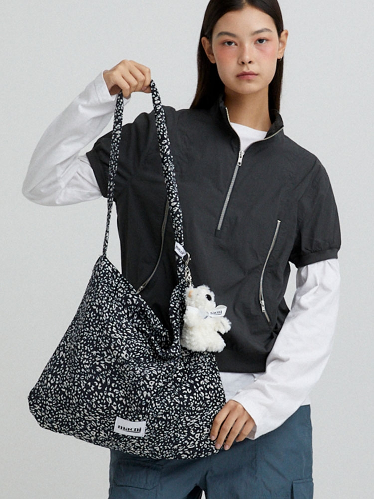 LEOPARD CORDUROY ECO CROSS BAG_BLACK