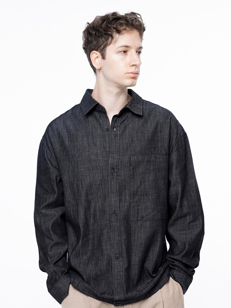 Oversized String Denim Shirt - Navy Indigo /W243SH02NYM