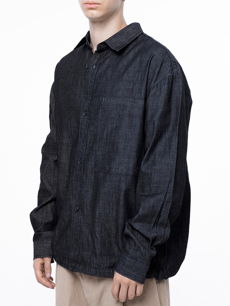 Oversized String Denim Shirt - Navy Indigo /W243SH02NYM