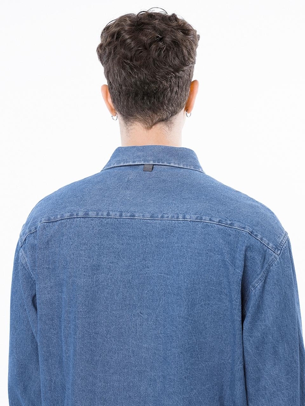 Western Pocket Denim Shirt - Mid Blue /W243SH03MBM