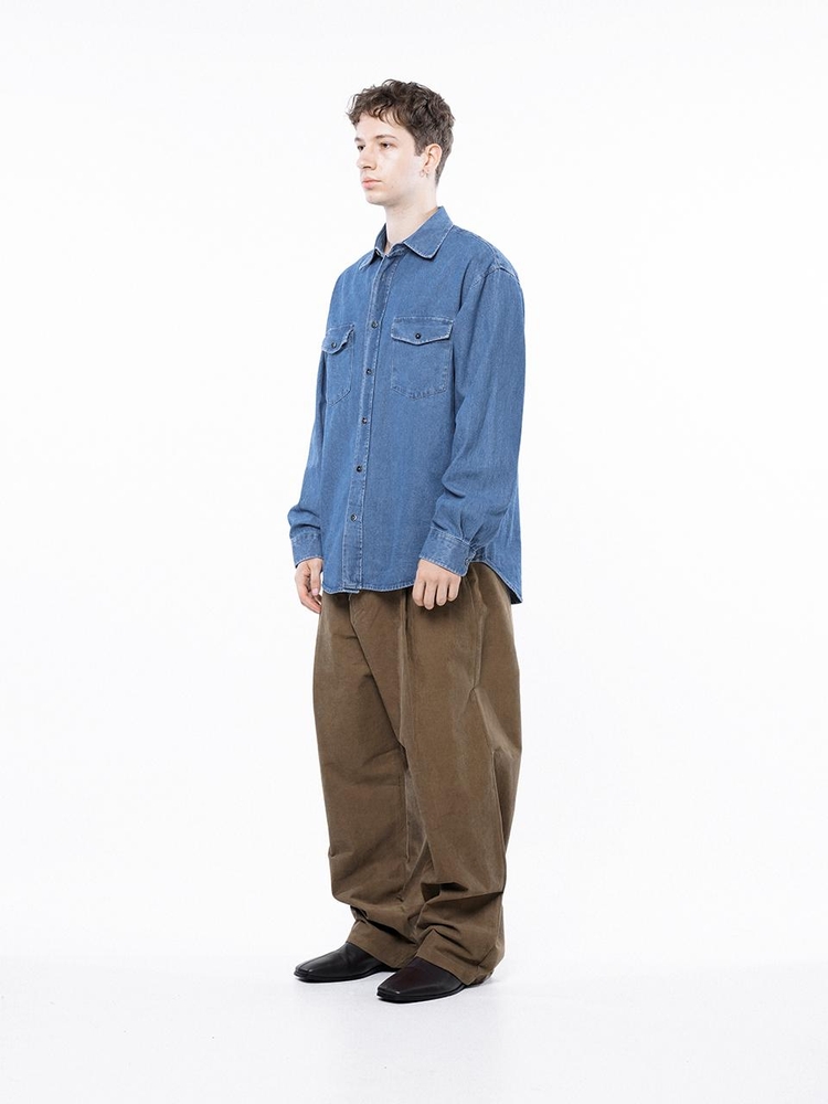 Western Pocket Denim Shirt - Mid Blue /W243SH03MBM