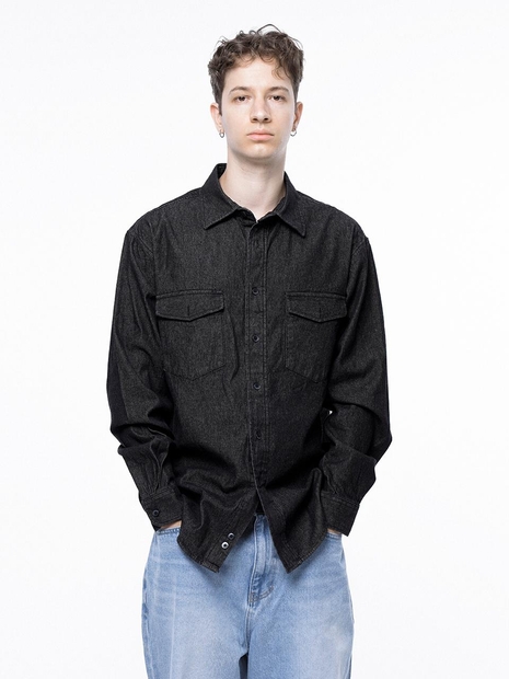 Western Pocket Denim Shirt - Black Indigo /W243SH03BKM