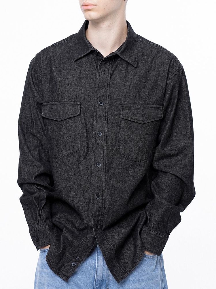 Western Pocket Denim Shirt - Black Indigo /W243SH03BKM