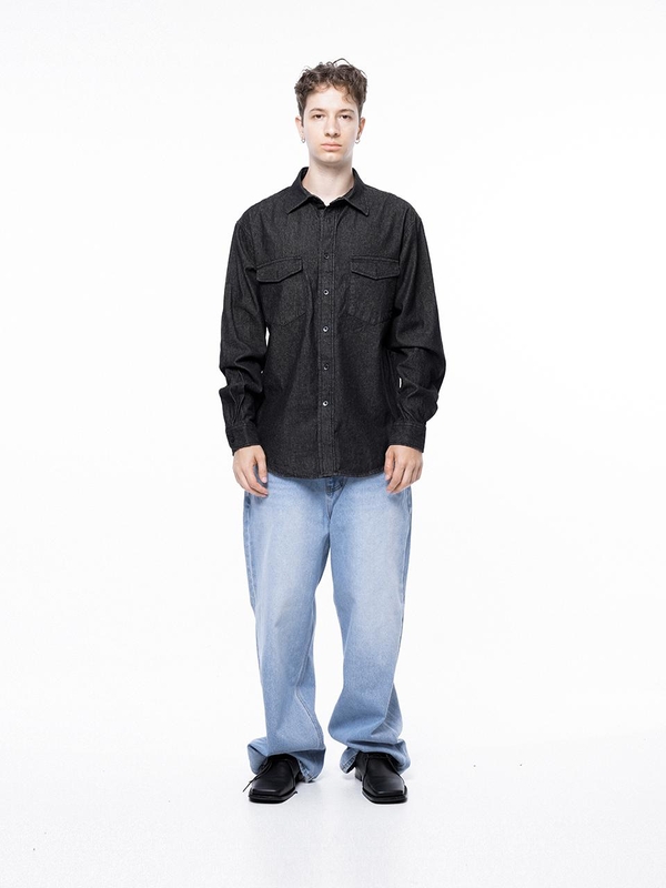 Western Pocket Denim Shirt - Black Indigo /W243SH03BKM