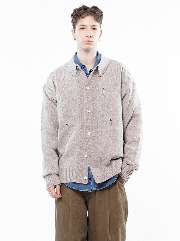 Tear Collar-neck Cardigan - Beige /M243OT03BE