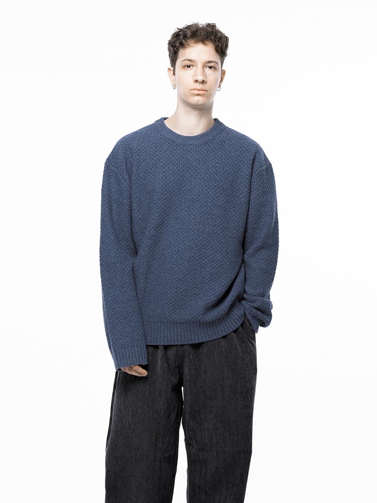 Hazzy Oversized round knit - Blue /M243TP05BL