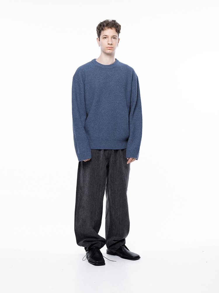 Hazzy Oversized round knit - Blue /M243TP05BL