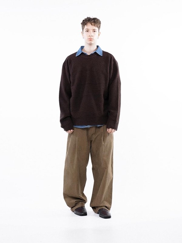 Hazzy Oversized round knit - Brown /M243TP05BR