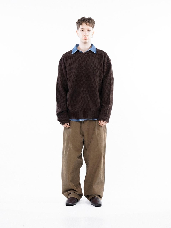 Hazzy Oversized round knit - Brown /M243TP05BR