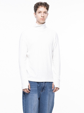 Spandex Finger-warmer Turtleneck - White /M243TP04WH