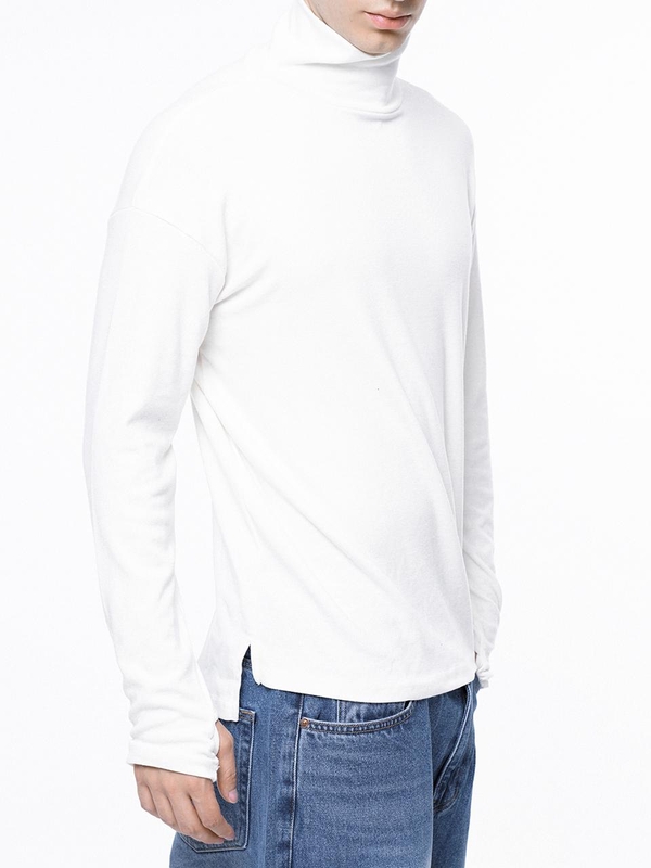 Spandex Finger-warmer Turtleneck - White /M243TP04WH