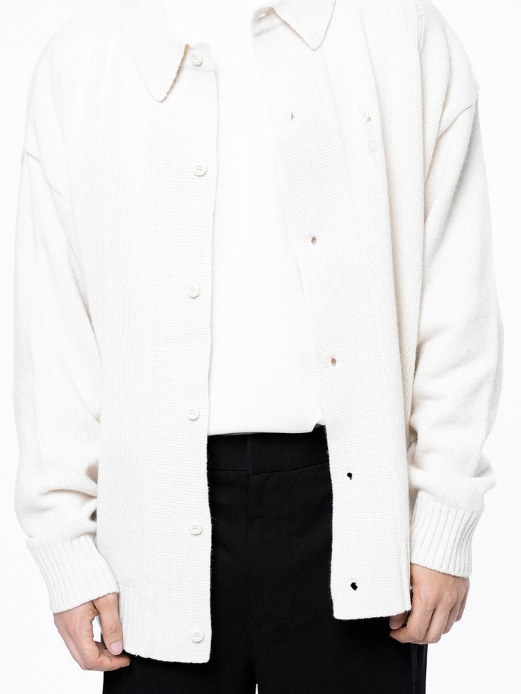 Tear Collar-neck Cardigan - Ivory /M243OT03IV