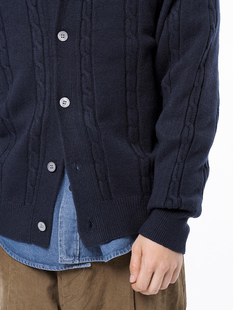 Dense Cable Collar-neck Cardigan - Navy /M243OT02NY