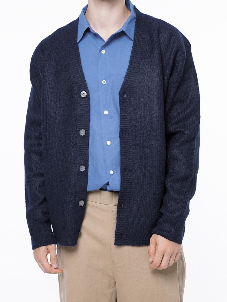 Dense Hazzy Y-neck Cardigan - Navy /M243OT01NY