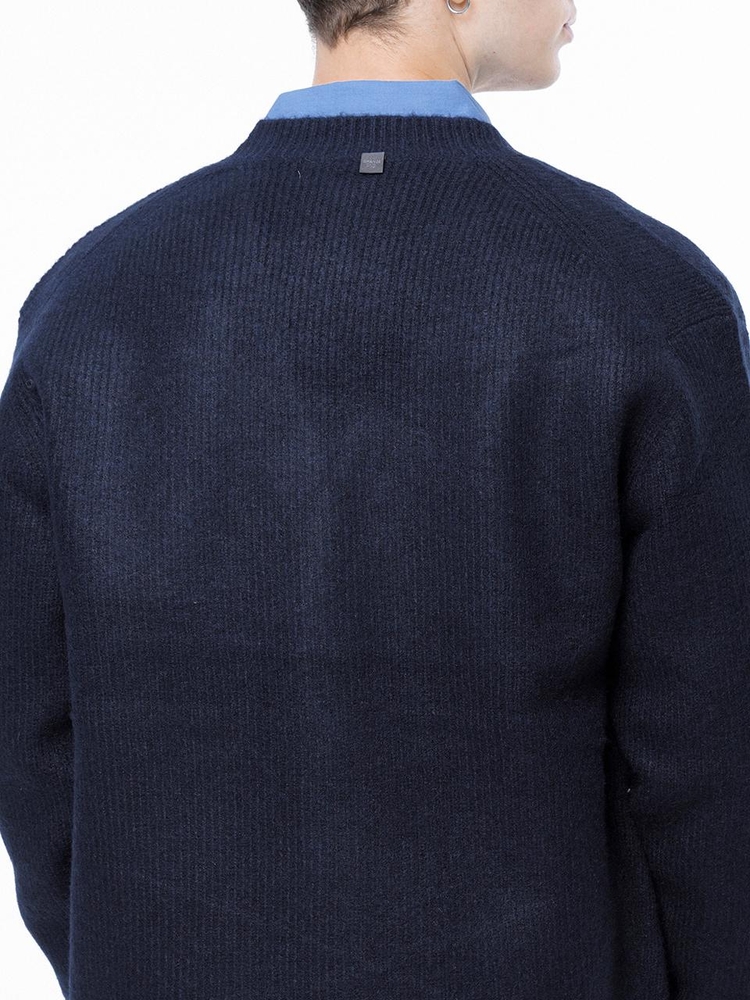 Dense Hazzy Y-neck Cardigan - Navy /M243OT01NY