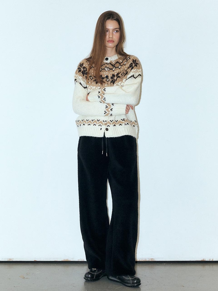 Lace Track Shearling Pants, Black