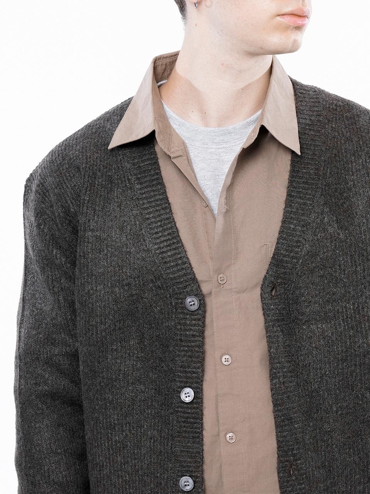 Dense Hazzy Y-neck Cardigan - Brown /M243OT01BR