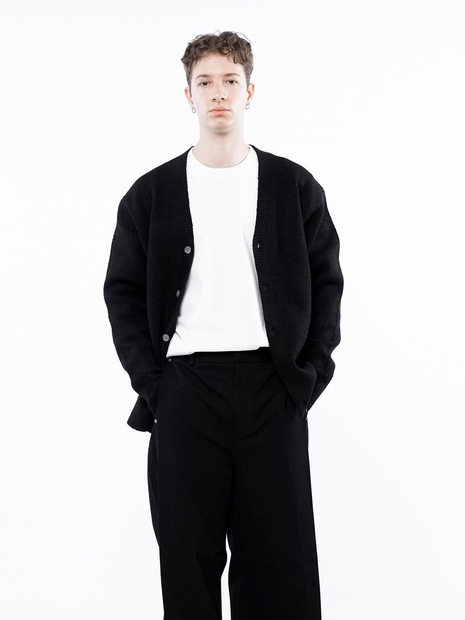 Dense Hazzy Y-neck Cardigan - Black /M243OT01BK