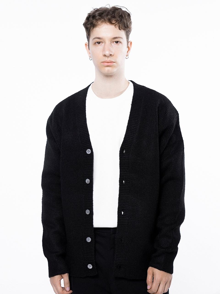 Dense Hazzy Y-neck Cardigan - Black /M243OT01BK