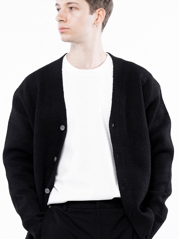 Dense Hazzy Y-neck Cardigan - Black /M243OT01BK