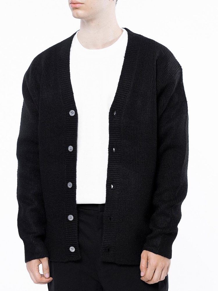 Dense Hazzy Y-neck Cardigan - Black /M243OT01BK