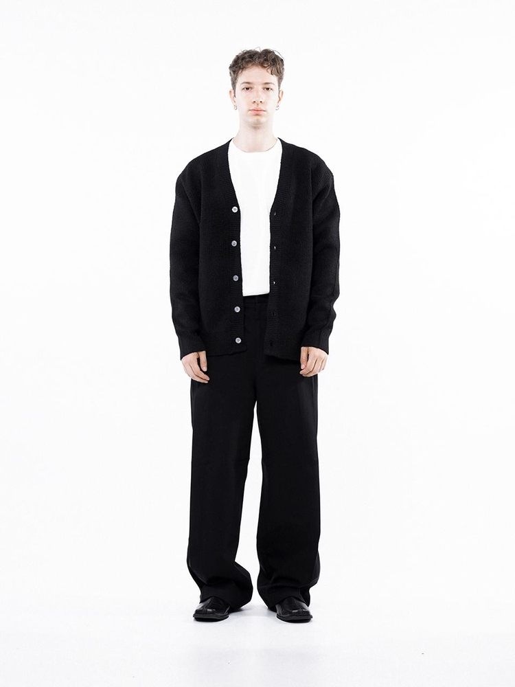 Dense Hazzy Y-neck Cardigan - Black /M243OT01BK