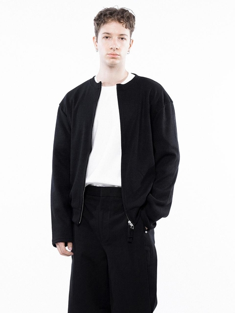 Hard Two-way Zip-up Cardigan - Black /W243TP11BKM