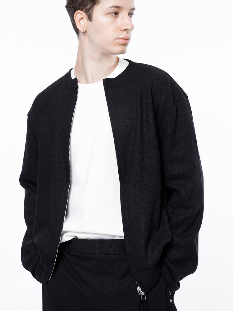 Hard Two-way Zip-up Cardigan - Black /W243TP11BKM