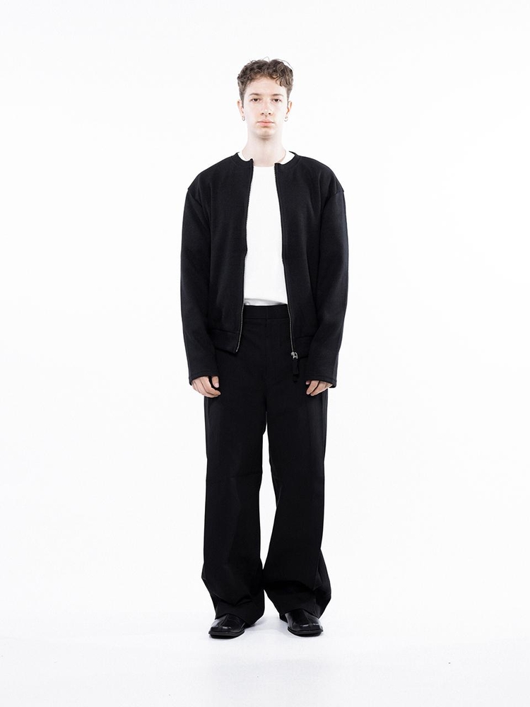 Hard Two-way Zip-up Cardigan - Black /W243TP11BKM