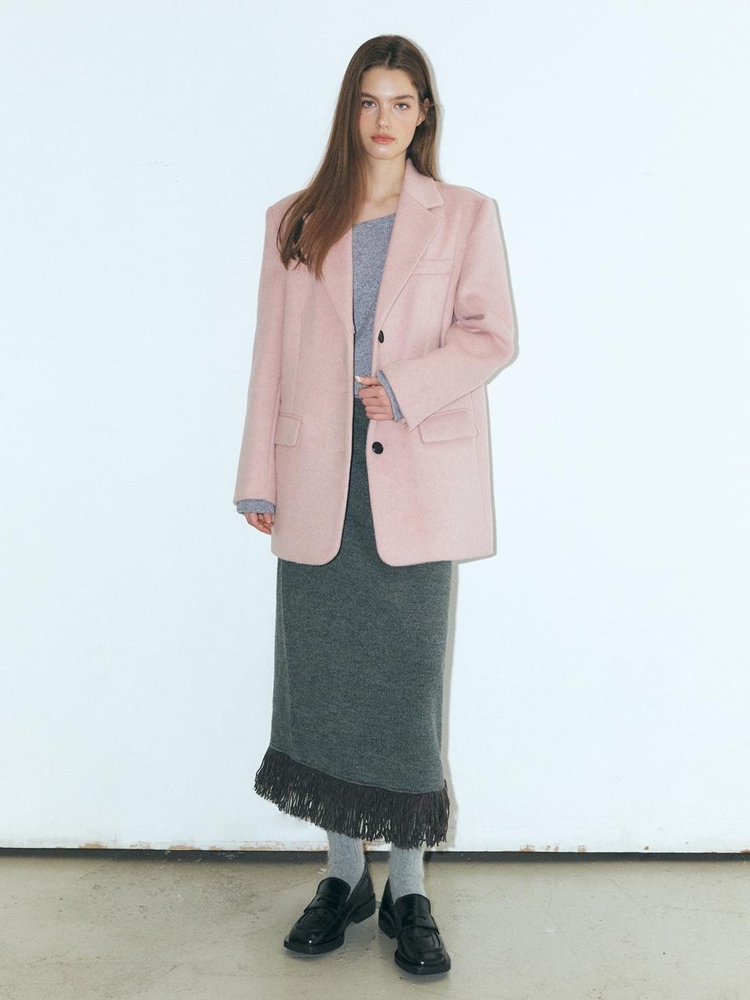 Alpaca Wool Winter Jacket, Pink