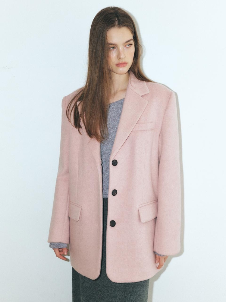 Alpaca Wool Winter Jacket, Pink