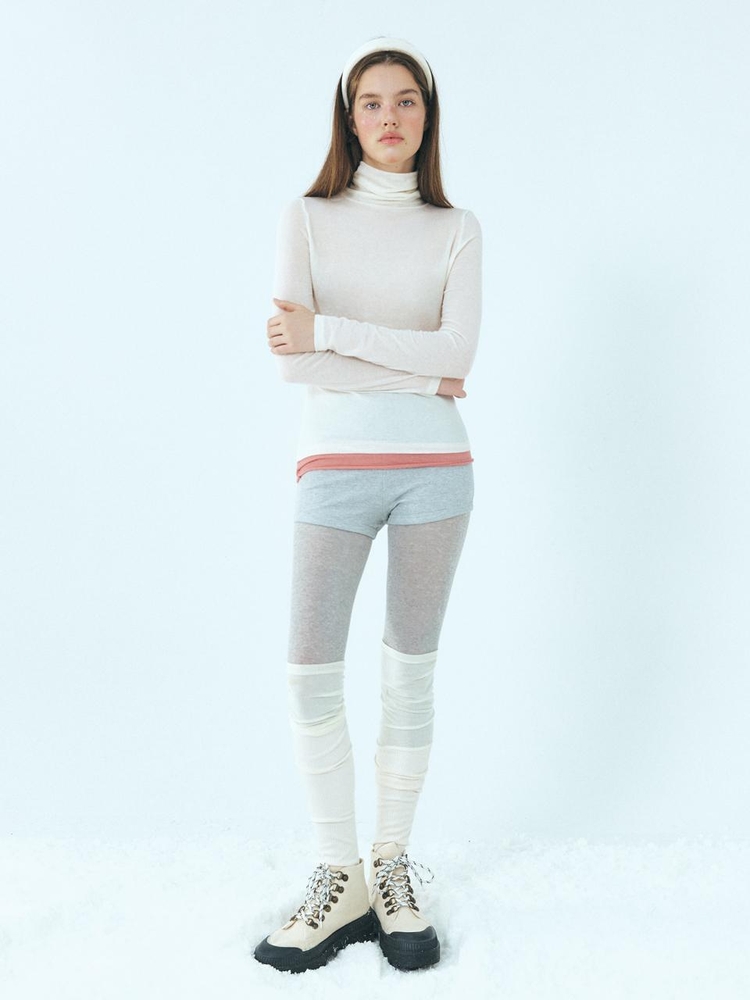 Layered Turtleneck T-Shirt, Ivory