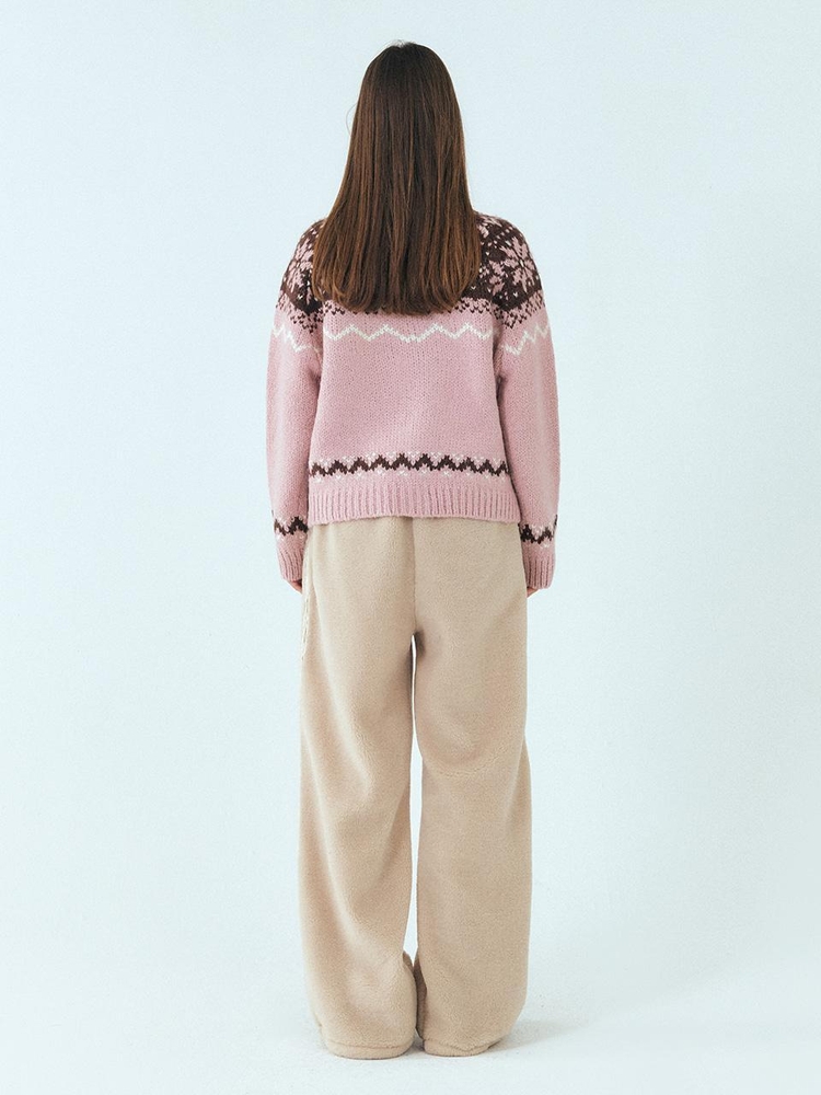 Alpaca Nordic Knit Cardigan, Pink