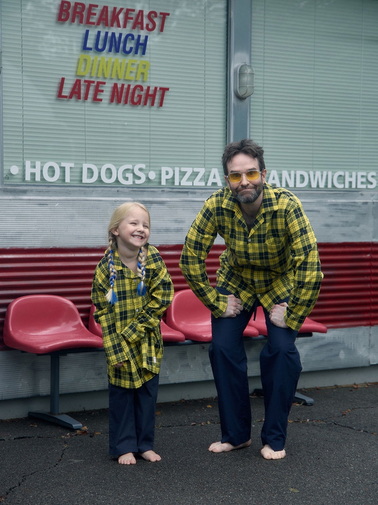 [BLUEDOG] Family Cotton Pajamas for Unisex (Yellow Check/Navy)