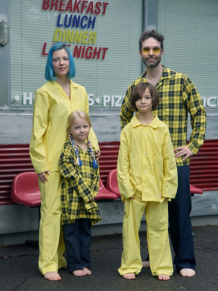 [BLUEDOG] Family Cotton Pajamas for Unisex (Yellow Check/Navy)