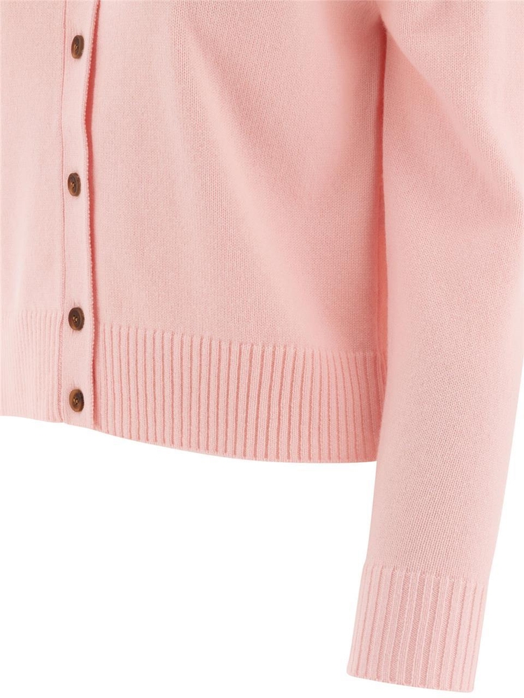 메종키츠네 FW24 Fox Head embroidered cardigan NW00510KT1112P600 Pink