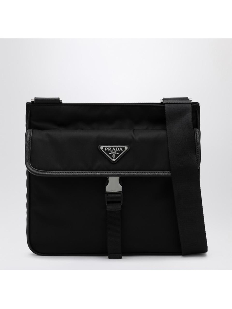 프라다 SS25 Prada Black Re-Nylon and Saffiano shoulder bag 2VH119XOO2DMH Black