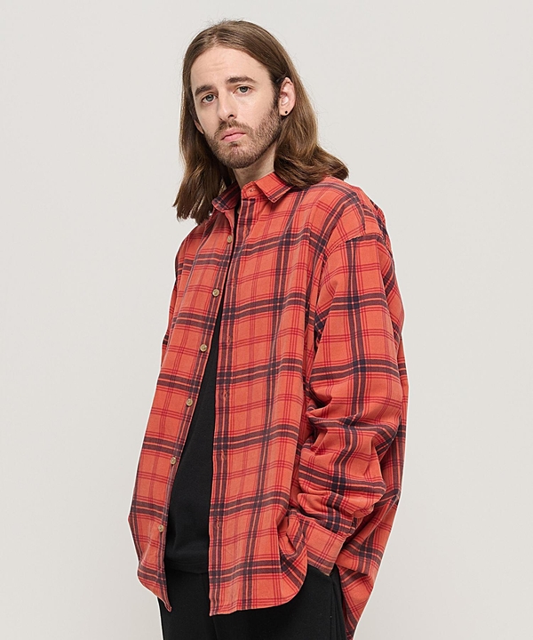 CORDUROY CLASSIC LOOSE FIT CHECK SHIRT (PINK)