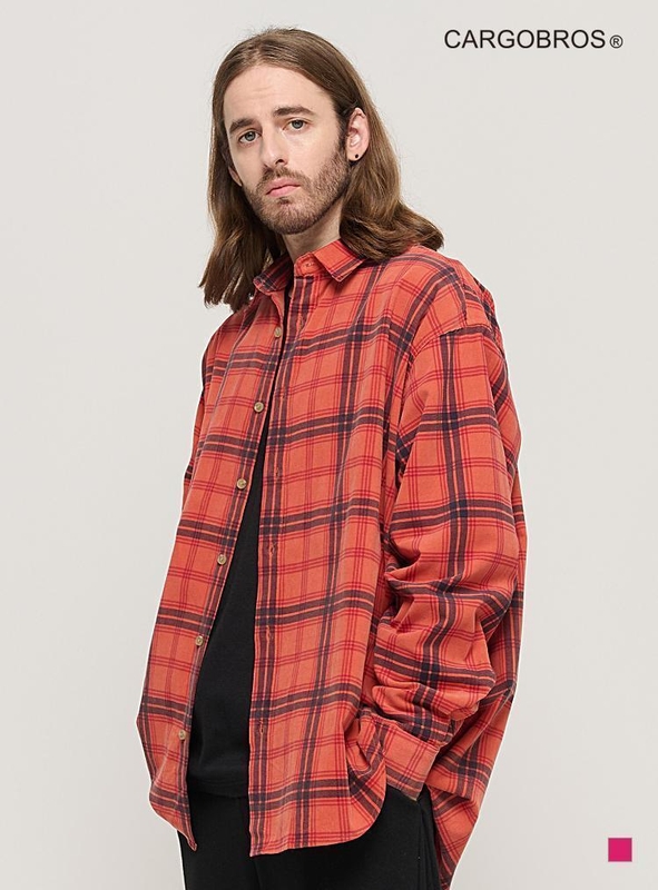 CORDUROY CLASSIC LOOSE FIT CHECK SHIRT (PINK)