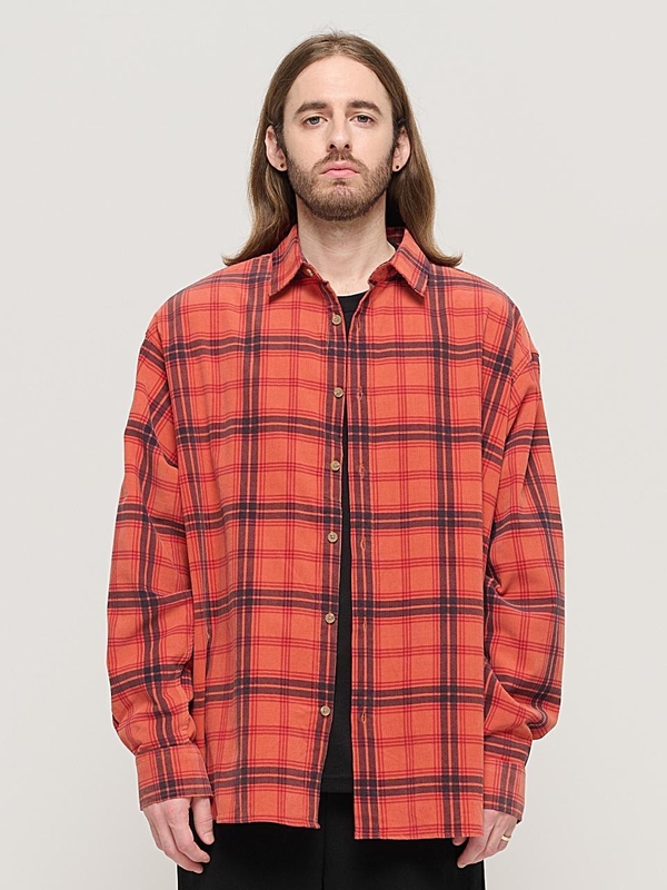 CORDUROY CLASSIC LOOSE FIT CHECK SHIRT (PINK)