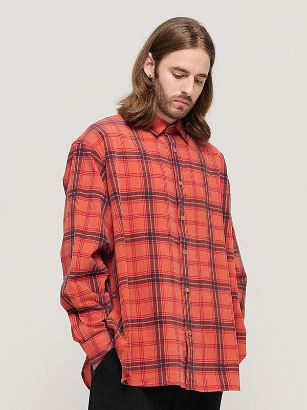 CORDUROY CLASSIC LOOSE FIT CHECK SHIRT (PINK)