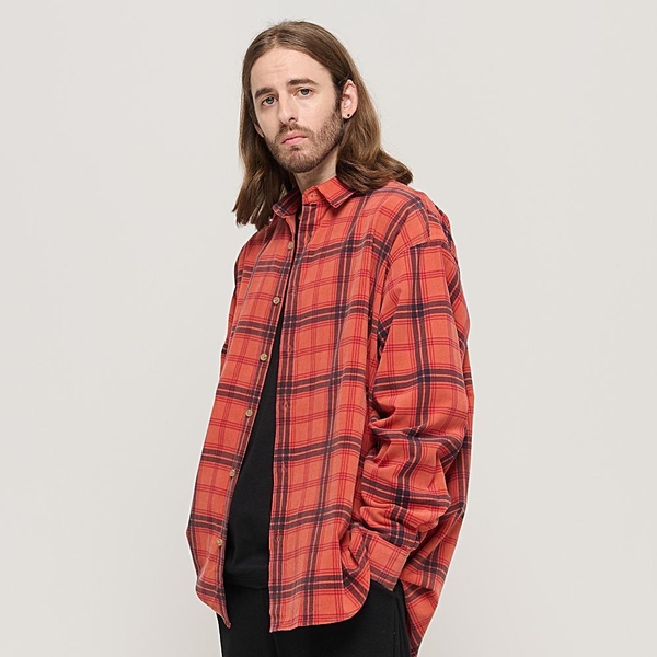 CORDUROY CLASSIC LOOSE FIT CHECK SHIRT (PINK)