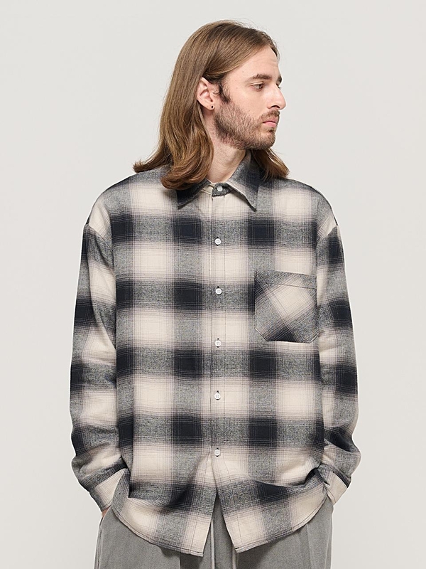 OMBRE FLANNEL CHECK SHIRT (BLACK)